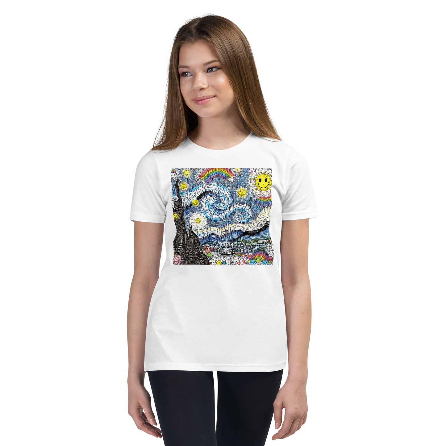 Smiley Van Gogh Youth Short Sleeve T-Shirt