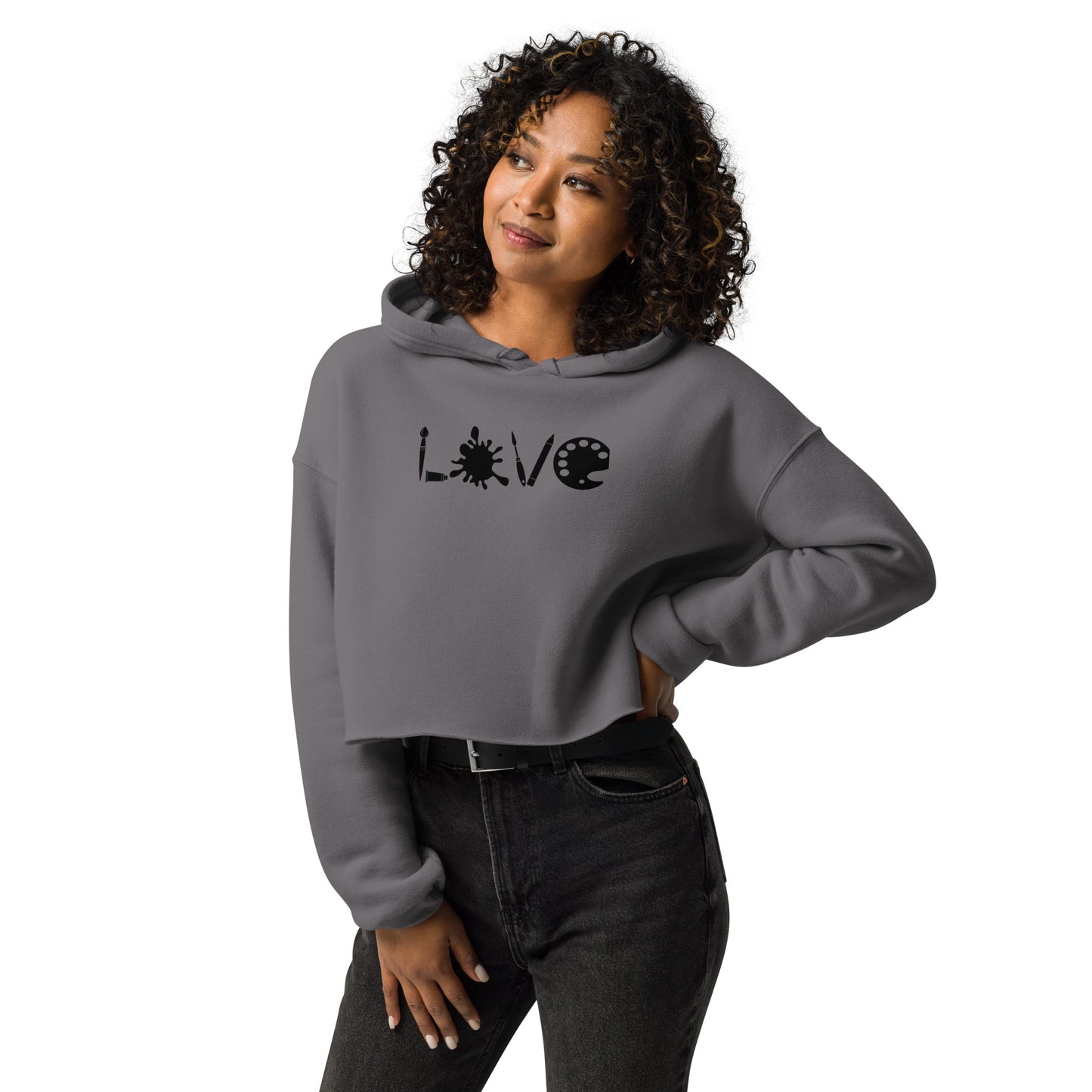 Adult LOVE Art Crop Hoodie